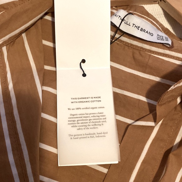 NEW Faithfull the Brand oversized brown white stripe cotton button down Shirt XL - Picture 15 of 16